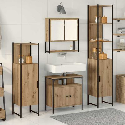 vidaXL Sada kúpeľňového nábytku 4 pcs dub artisan Kompozitné drevo