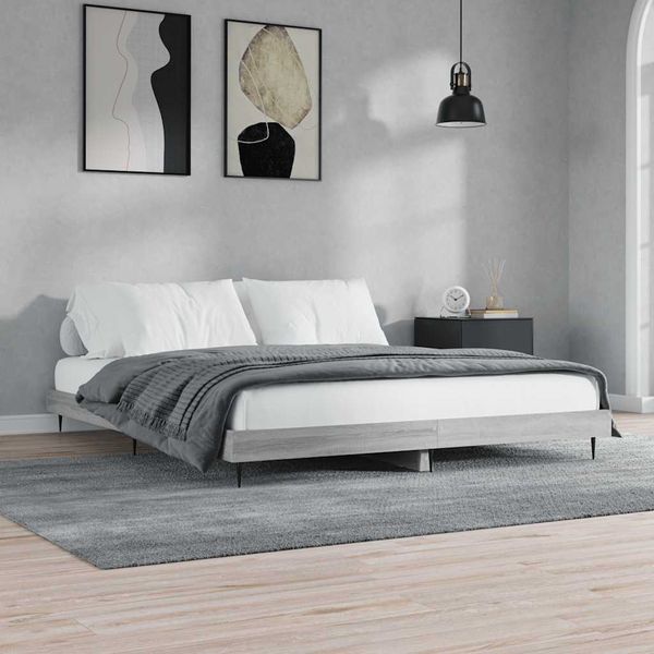 vidaXL Posteľný rám sivý dub sonoma 120x200 cm kompozitné drevo
