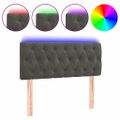 vidaXL Čelo postele s LED tmavosivé 100x7x78/88 cm zamat