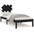 vidaXL Posteľný rám čierny 75x190 cm malé jednolôžko masívne drevo