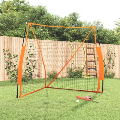vidaXL Bejzbalová sieť oranžovo-čierna 183x182x183cm oceľ a polyester