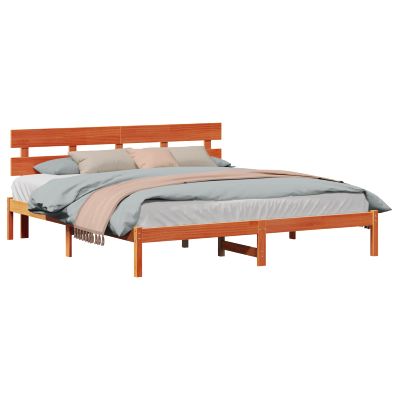 vidaXL Rám postele s čelnou doskou Hnedá 200 x 200 cm Borovicový masív