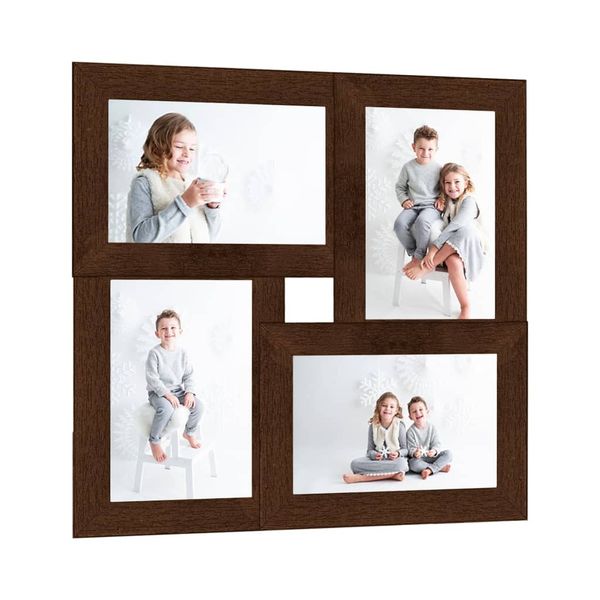 vidaXL Kolážový fotorámik na 4 fotky (13x18 cm) tmavohnedý MDF
