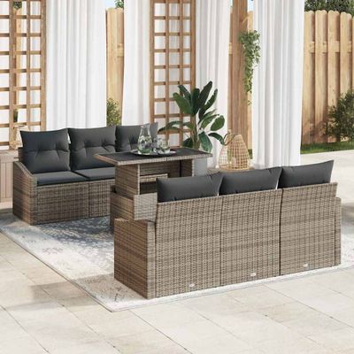 vidaXL Súprava záhradných pohoviek s úložiskom 7 pcs Sivá polyratan