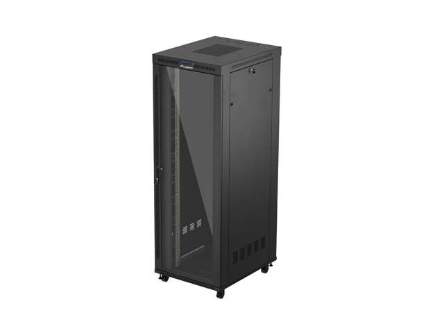 19'' Voľne stojaca racková skriňa 47u/800x1000 (flat pack) s presklenými dverami lcd čierna lanberg V2