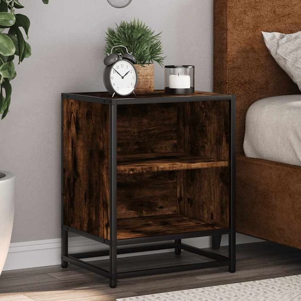 vidaXL Nočný stolík dymový dub 40x31x50 cm kompozitné drevo+kov
