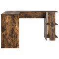 vidaXL Rohový stôl Dymová dub Kompozitné drevo 140 x 113,5 x 75 cm