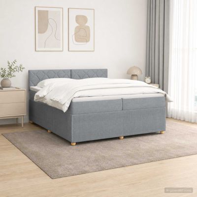 vidaXL Posteľ boxspring s matracom Svetlosivá 200 x 200 cm Látka