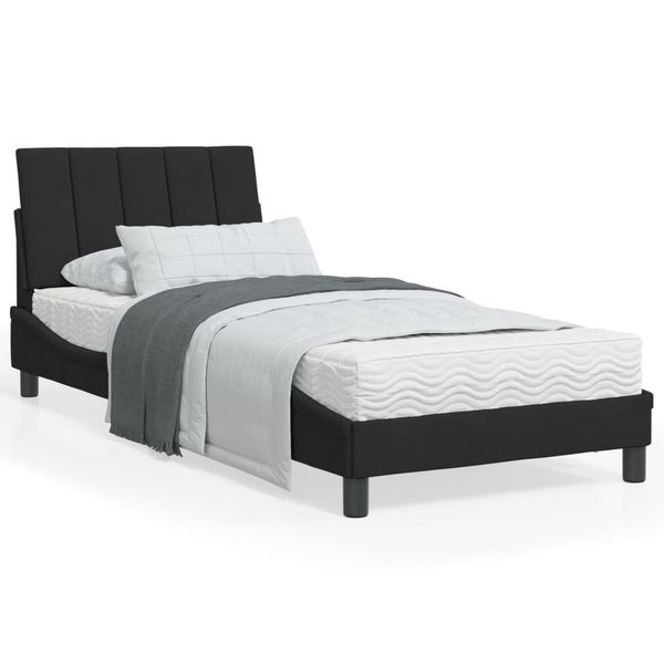 vidaXL Posteľ s matracom Hanko čierny 90x200 cm zamat