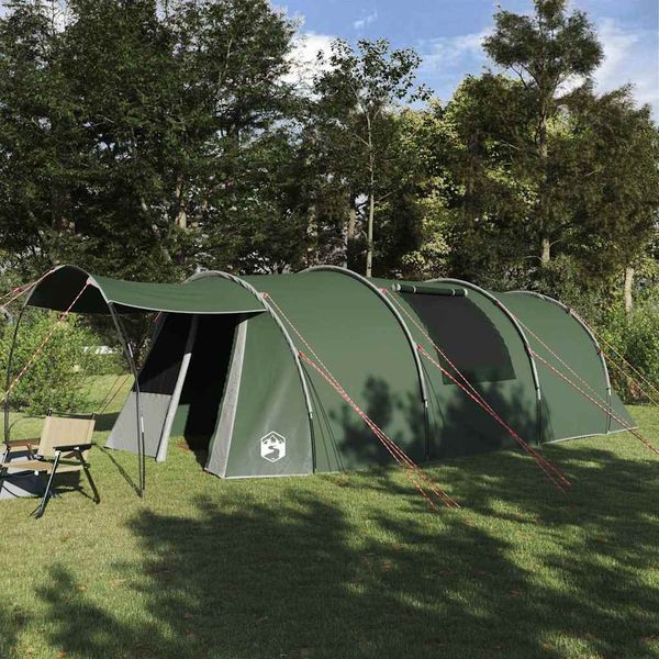 vidaXL Tunelový stan pre 4 osoby Zelená a biela 740 x 370 x 220 cm