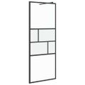 vidaXL Stena walk-in sprchy Čierna 80 x 195 x 0,5 cm Sklo a hliník