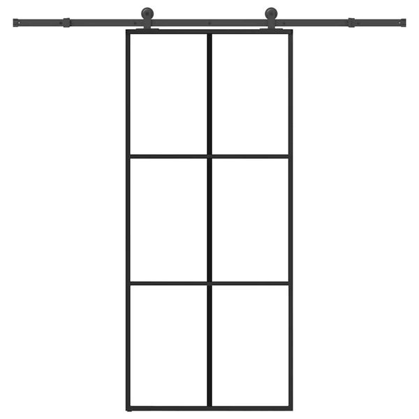 vidaXL Posuvné dvere s kovaním ESG sklo a hliník 90x205 cm