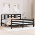 vidaXL Posteľný rám s čelom čierny 200x200 cm masívne drevo