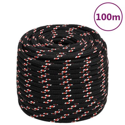vidaXL Lodné lano čierne 18 mm 100 m polypropylén