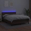 vidaXL Boxspring posteľ s matracom a LED hnedá 140x190 cm umelá koža