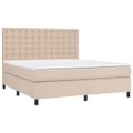 vidaXL Boxspring posteľ matrac a LED kapučínová 180x200 cm umelá koža