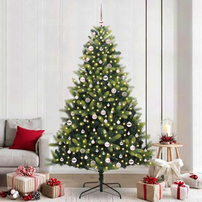 vidaXL Umelý skladací vianočný stromček 300 LED diód Zelená 240 cm