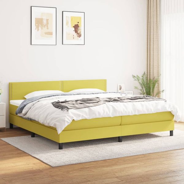 vidaXL Boxspring posteľ s matracom zelená 200x200 cm látka