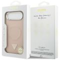 Guess Case Magsafe PU Leather Case s trojuholníkovým logom a strieborným kovovým rámom fotoaparátu pre iPhone 17 Air ružová