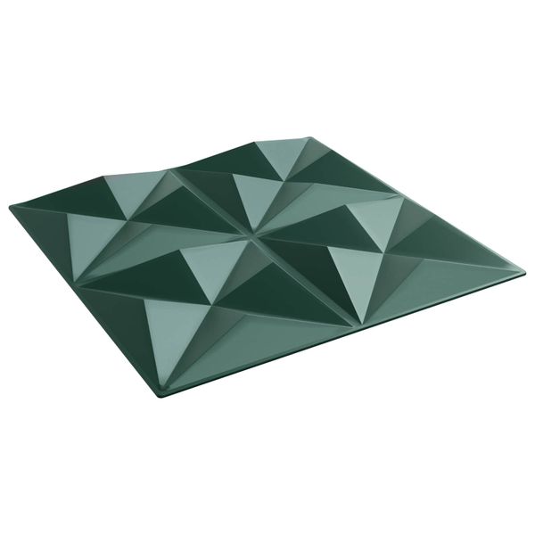 vidaXL Nástenné panely 12 pcs Origami Zelený 50 x 50 cm XPS Pena