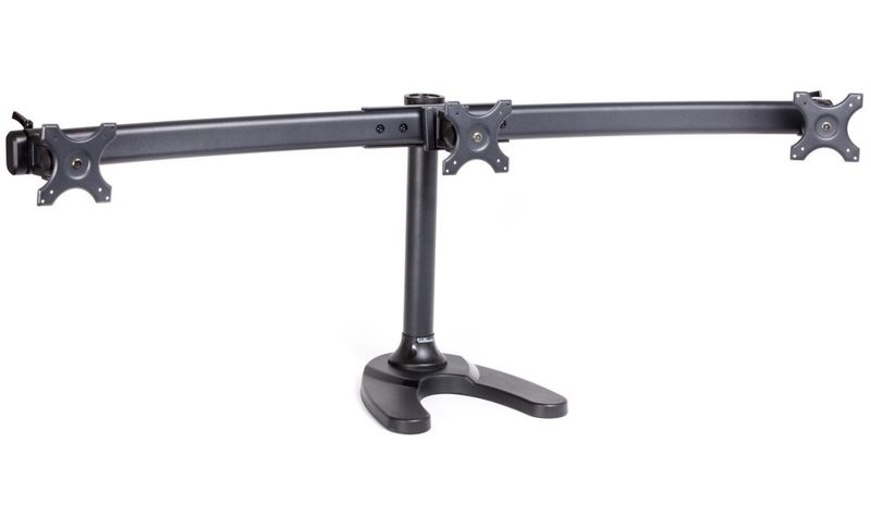 Neomounts FPMA-D700DD3/Držák displeje/na stůl/10-27"/stojan+průchodka/VESA 100X100/nosn. 3x8kg/3 displeje/černý Stojan, VESA, stolní, pro 3 ploché monitory, úhloprícka 10"-27", otácení 45°, rotace 360°, nosnost 24kg, cerný