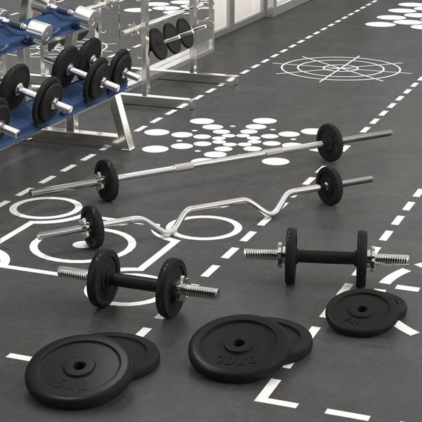 vidaXL Obojručná a jednoručná činka so závažiami 120 kg, liatina