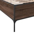vidaXL Posteľný rám hnedý dub 90x200 cm kompozitné drevo a kov