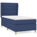 vidaXL Posteľný rám boxspring s matracom modrý 90x190 cm látka
