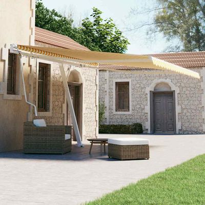 vidaXL Samostatne stojaca automatická markíza 400x300 cm žlto-biela