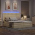 vidaXL LED úložná posteľ s matracom Krémová 200 x 200 cm Látka