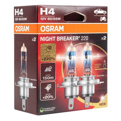 Halogénová žiarovka Osram H4 12V 60/55W P43t NIGHT BREAKER 200 /2 ks