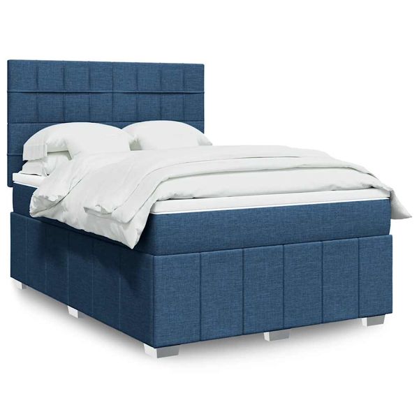 vidaXL Boxspring posteľ s matracom modrý 140x190 cm látka