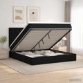 vidaXL Ottoman posteľ s matracom a LED Čierna 140 x 190 cm Zamat