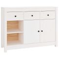 vidaXL Komoda biela 100x35x74 cm borovicový masív