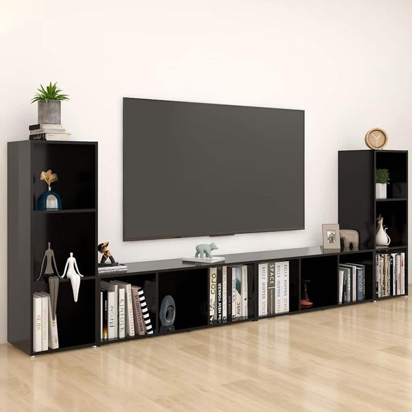 vidaXL TV skrinky 4 ks čierne 107x35x37 cm drevotrieska