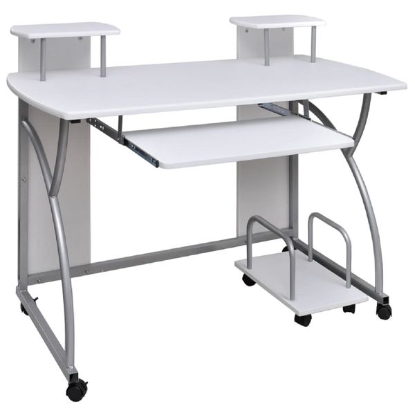 vidaXL Počítačový stôl biely 110x52x88,5 cm spracované drevo