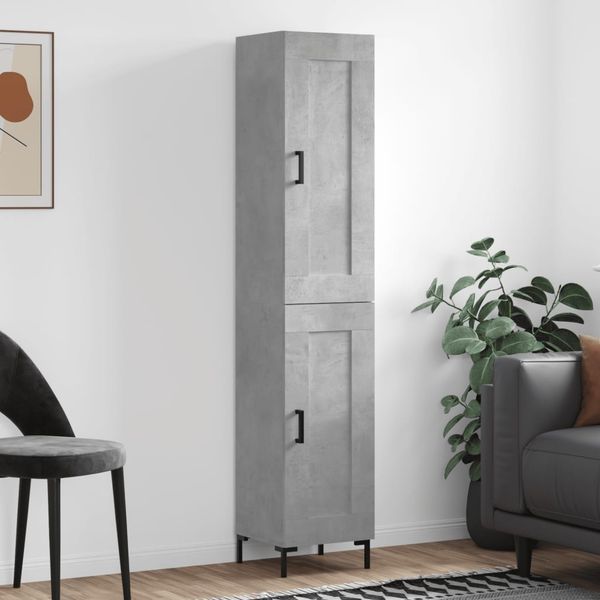 vidaXL Vysoká skrinka betónová sivá 34,5x34x180 cm spracované drevo