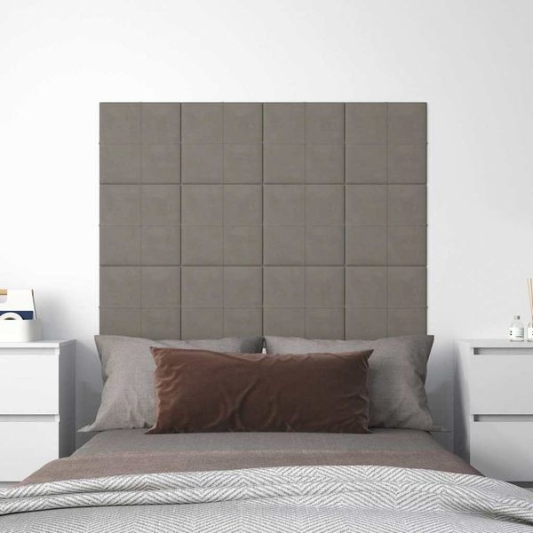 vidaXL Nástenné panely 12 ks bledosivé 30x30 cm zamatové 1,08 m²