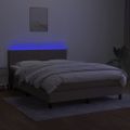 vidaXL Posteľ boxsping s matracom a LED sivohnedá 140x190 cm látka