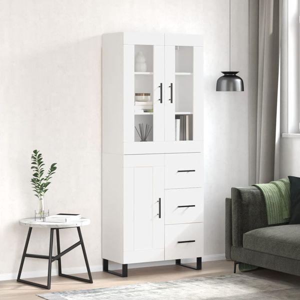 vidaXL Vysoká skrinka lesklá biela 69,5x34x180 cm spracované drevo