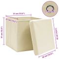 vidaXL Úložné boxy s vekom 4 ks, krémové 32x32x32 cm, látka