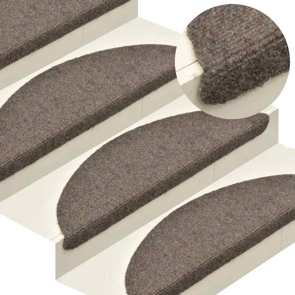 vidaXL Schodové rohože, samolepiace, 10 ks, 65x21x4 cm, béžové, polkruhové, veľké