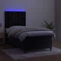 vidaXL Posteľ boxsping s matracom a LED čierna 90x200 cm zamat