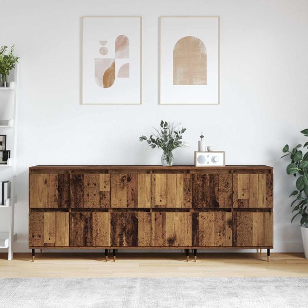 vidaXL Úložná skrinka 3 pcs Staré drevo 60 x 35 x 70 cm