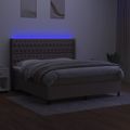 vidaXL Posteľ boxsping s matracom a LED sivohnedá 180x200 cm látka
