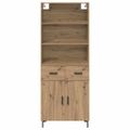 vidaXL Highboard Remeselný dub 69,5 x 34 x 180 cm Kompozitné drevo