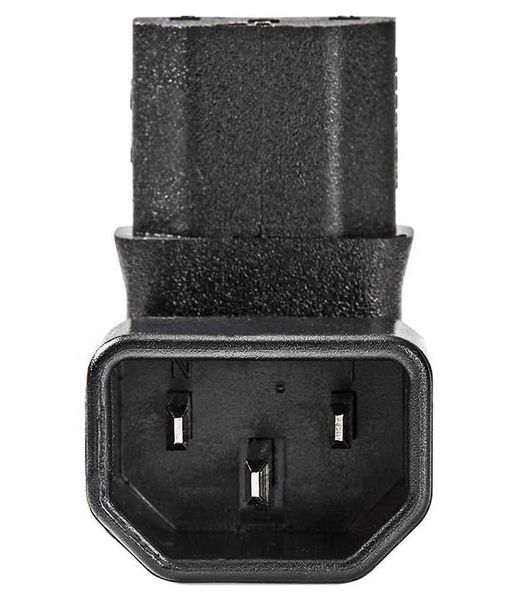 Nedis CEGB1190BK - Rozšíření Plug | IEC-320-C13 | IEC-320-C14 | Úhlový 90° | Poniklované | PVC | Černá | Adaptér, napájecí, úhlový, 90°, 250V, z IEC-320-C14 (M) na IEC-320-C13 (F), cerný