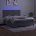 vidaXL Posteľ boxsping s matracom a LED bledosivá 180x200 cm zamat