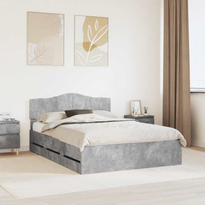 vidaXL Rám postele Betónová šedá 140 x 200 cm Inžinierske drevo