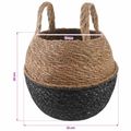 vidaXL Kvetináč s uchami 2 ks Čierna Ø 22 x 20 cm 100% Morská tráva